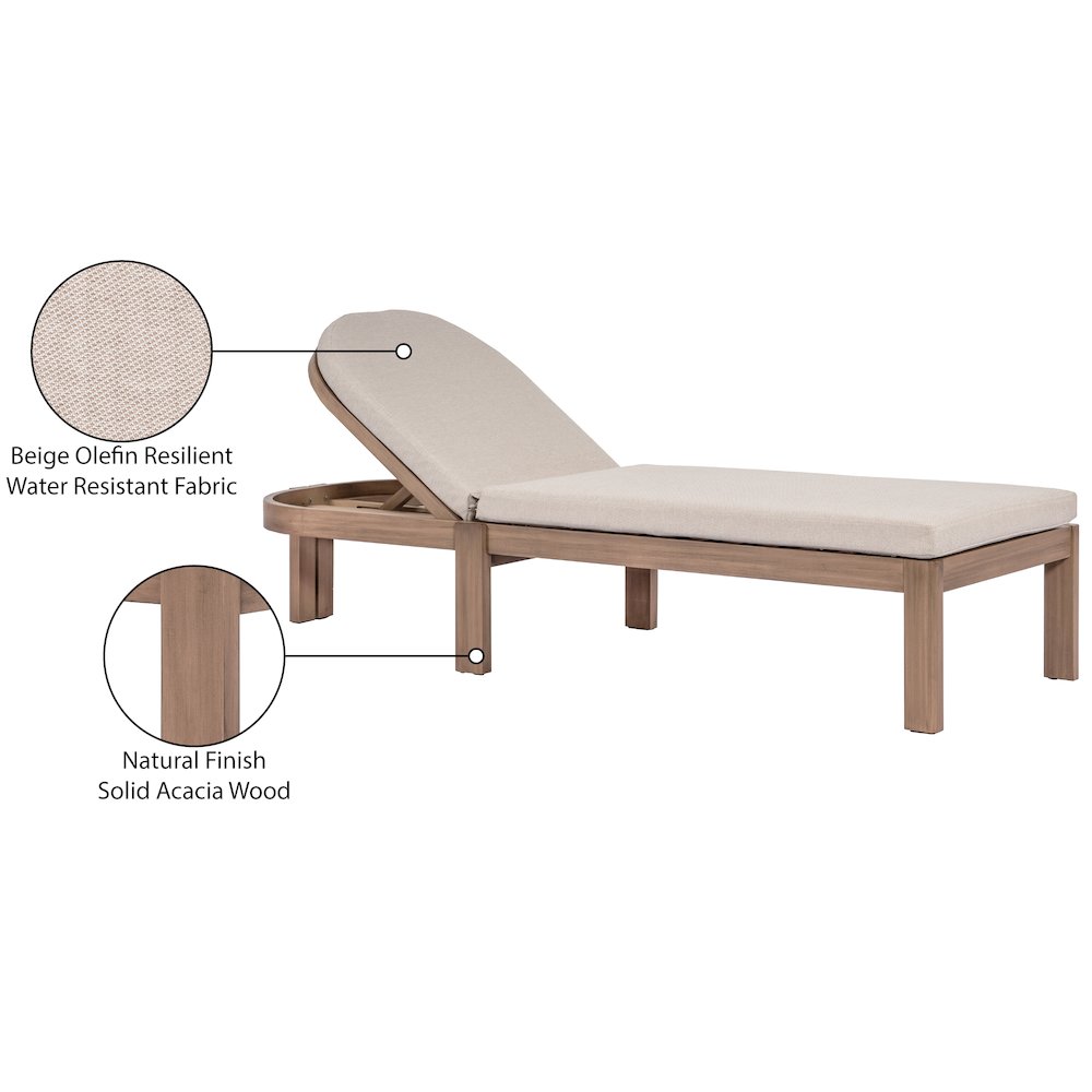 Newport Beige Water Resistant Fabric Upholstered Outdoor Patio Lounge Chair