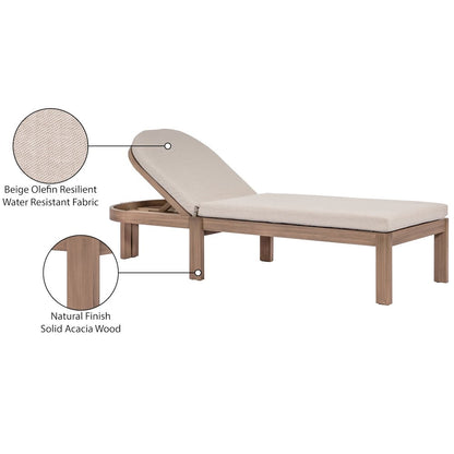 Newport Beige Water Resistant Fabric Upholstered Outdoor Patio Lounge Chair