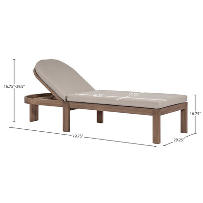 Newport Beige Water Resistant Fabric Upholstered Outdoor Patio Lounge Chair