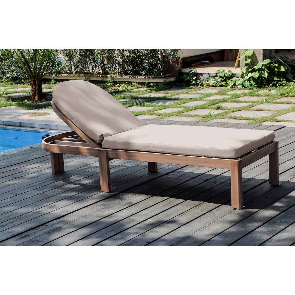 Newport Beige Water Resistant Fabric Upholstered Outdoor Patio Lounge Chair