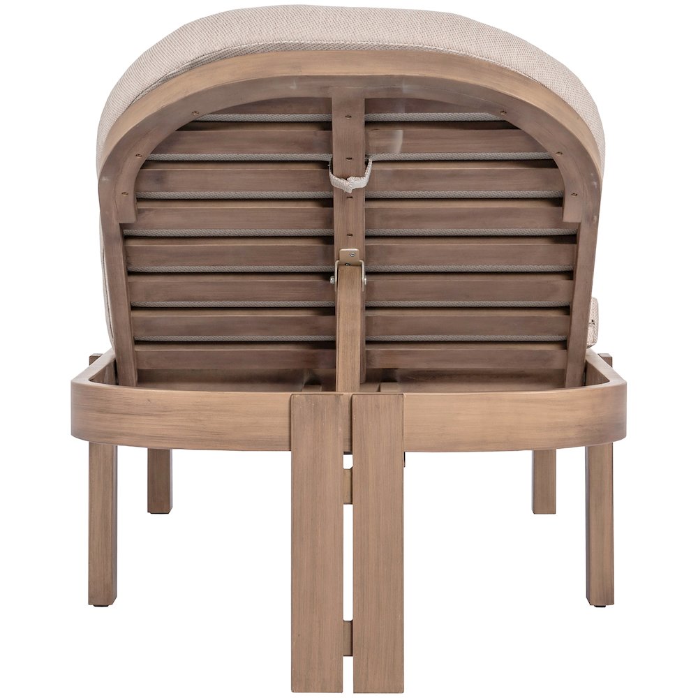 Newport Beige Water Resistant Fabric Upholstered Outdoor Patio Lounge Chair