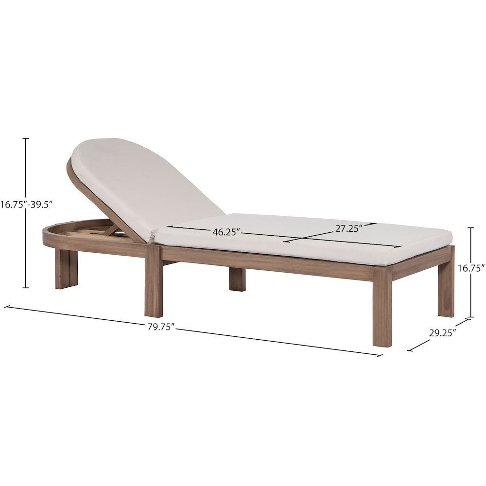 Newport Cream Water Resistant Fabric Upholstered Outdoor Patio Lounge Chair