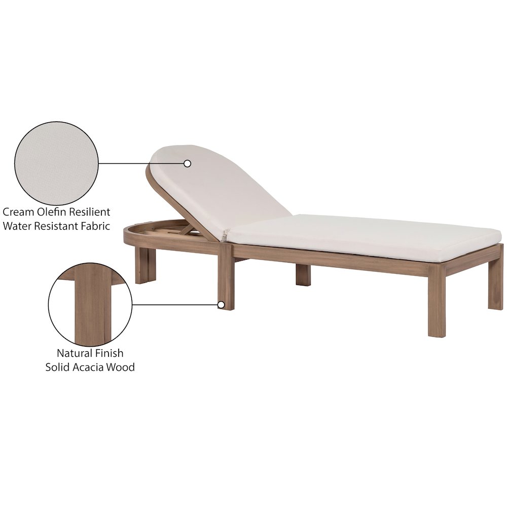 Newport Cream Water Resistant Fabric Upholstered Outdoor Patio Lounge Chair