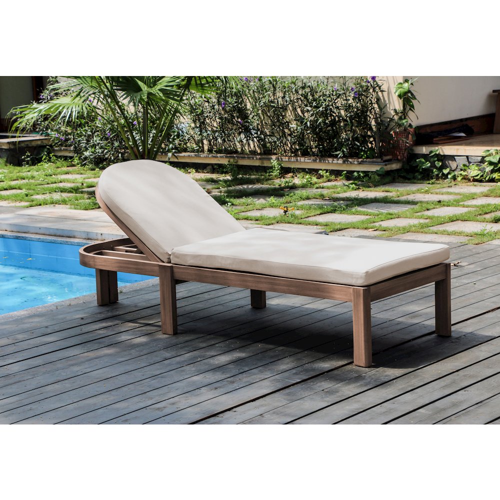 Newport Cream Water Resistant Fabric Upholstered Outdoor Patio Lounge Chair