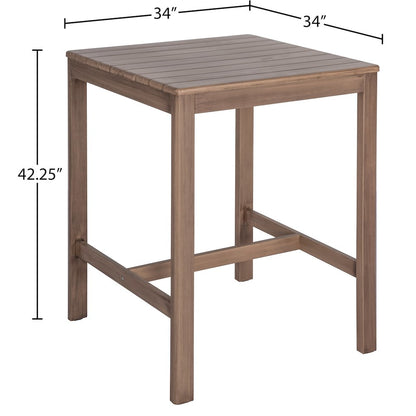 Newport Natural Acacia Wood Outdoor Patio Square Bar Table