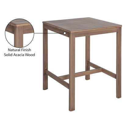 Newport Natural Acacia Wood Outdoor Patio Square Bar Table