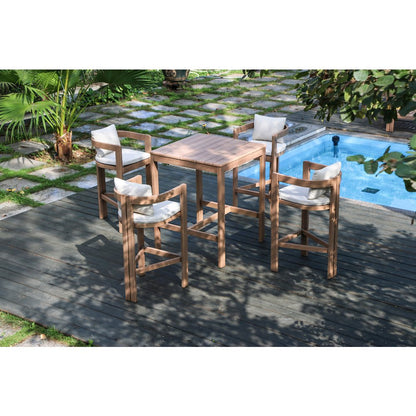 Newport Natural Acacia Wood Outdoor Patio Square Bar Table