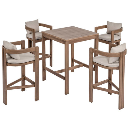 Newport Natural Acacia Wood Outdoor Patio Square Bar Table