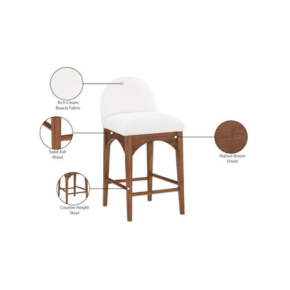 Waldorf Cream Boucle Fabric Stool