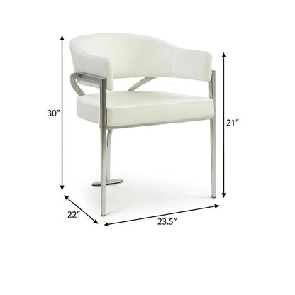 Silver Vegan Leather Dining Chair Set of 2 with Contemporary Design