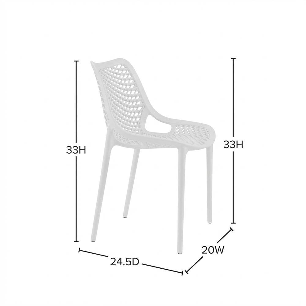 Contemporary White Outdoor Patio Dining Chairs Set Of 4 With Anti-Uv Finish