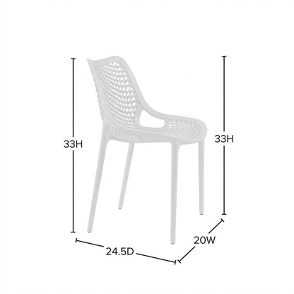Contemporary White Outdoor Patio Dining Chairs Set Of 4 With Anti-Uv Finish
