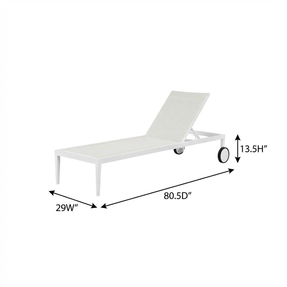 White Mesh Fabric Outdoor Patio Chaise Lounge Chair With Contemporary Style