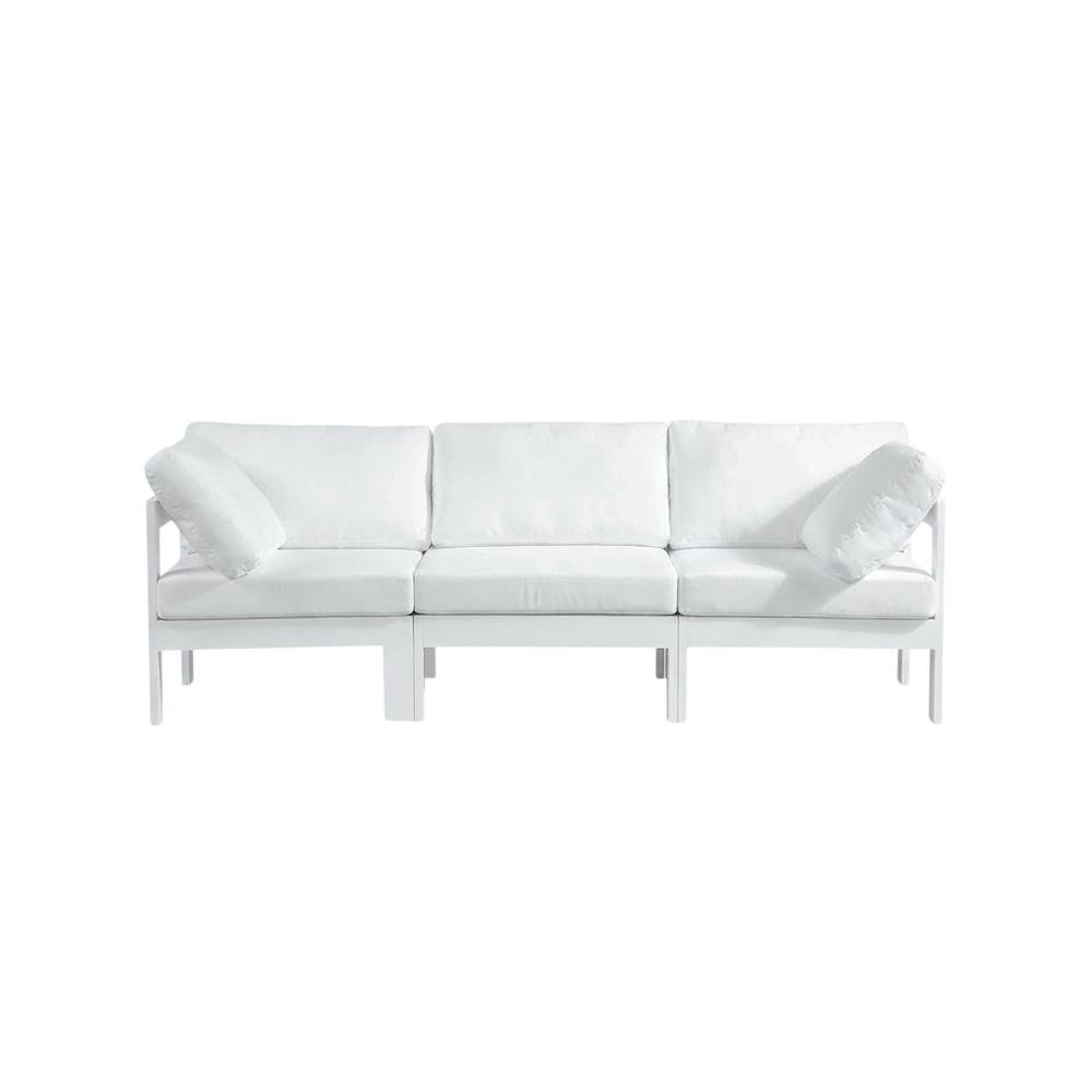 White Fabric Outdoor Modular Sofa With Contemporary Style And Cushioned Seating