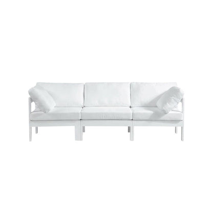 White Fabric Outdoor Modular Sofa With Contemporary Style And Cushioned Seating