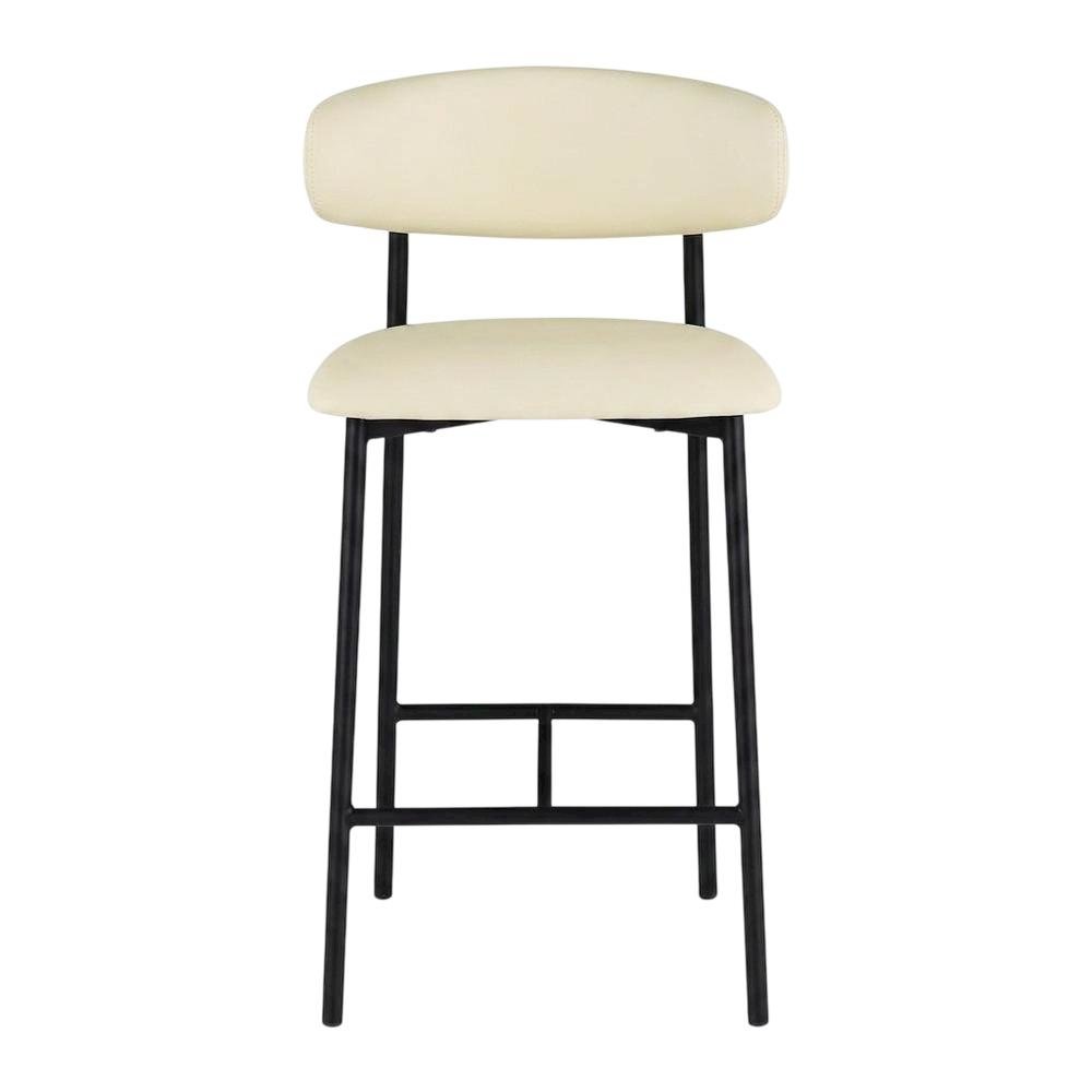 Vegan Leather Counter Stools with Back, Kitchen Island, Cream, Set of 2