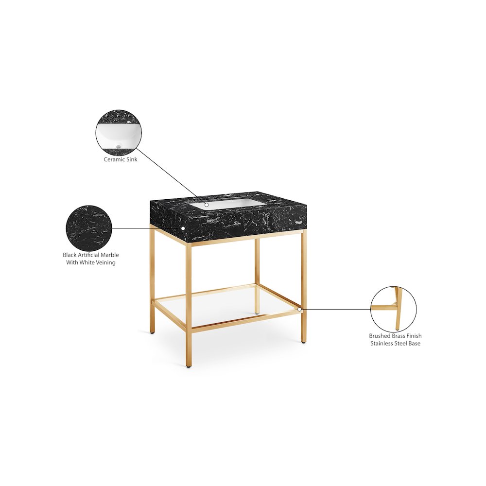 Marmo Black Engineered Marble Bathroom Vanity