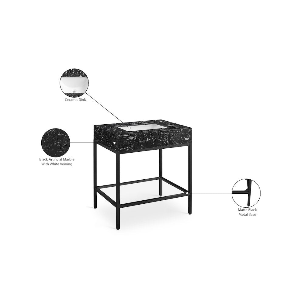 Marmo Black Engineered Marble Bathroom Vanity
