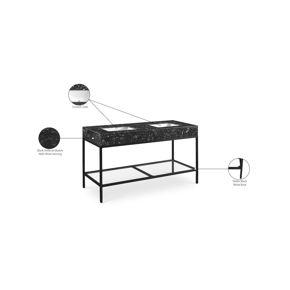 Marmo Black Engineered Marble Bathroom Vanity