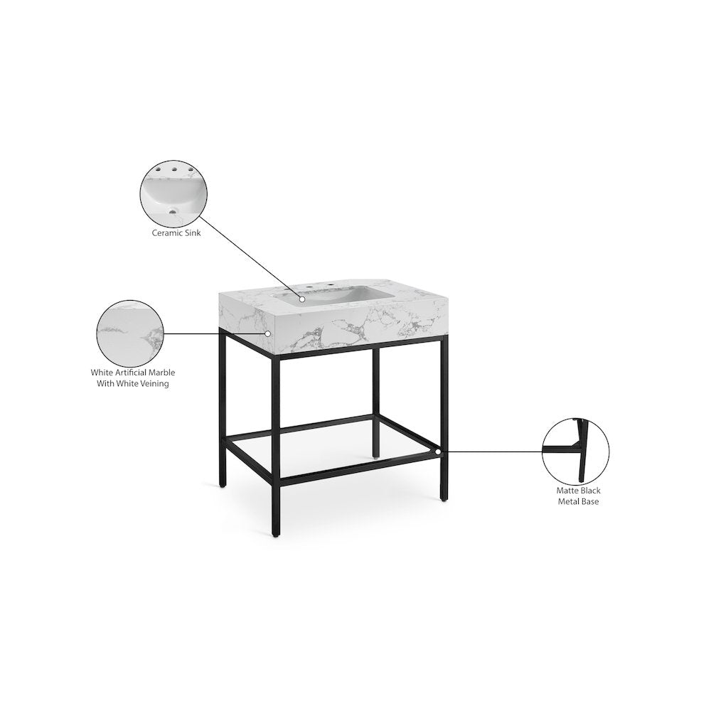 Marmo Black Engineered Marble Bathroom Vanity