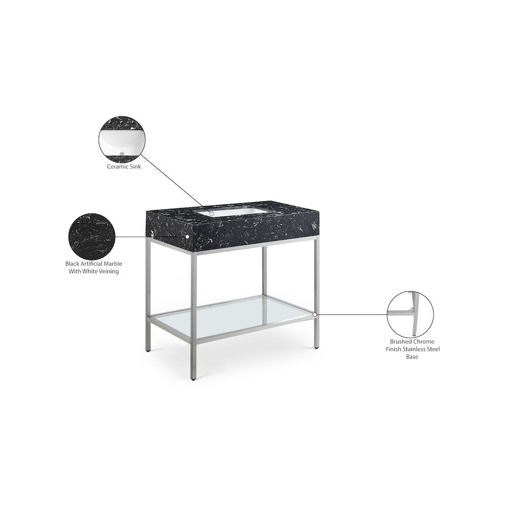 Marmo Black Engineered Marble Bathroom Vanity