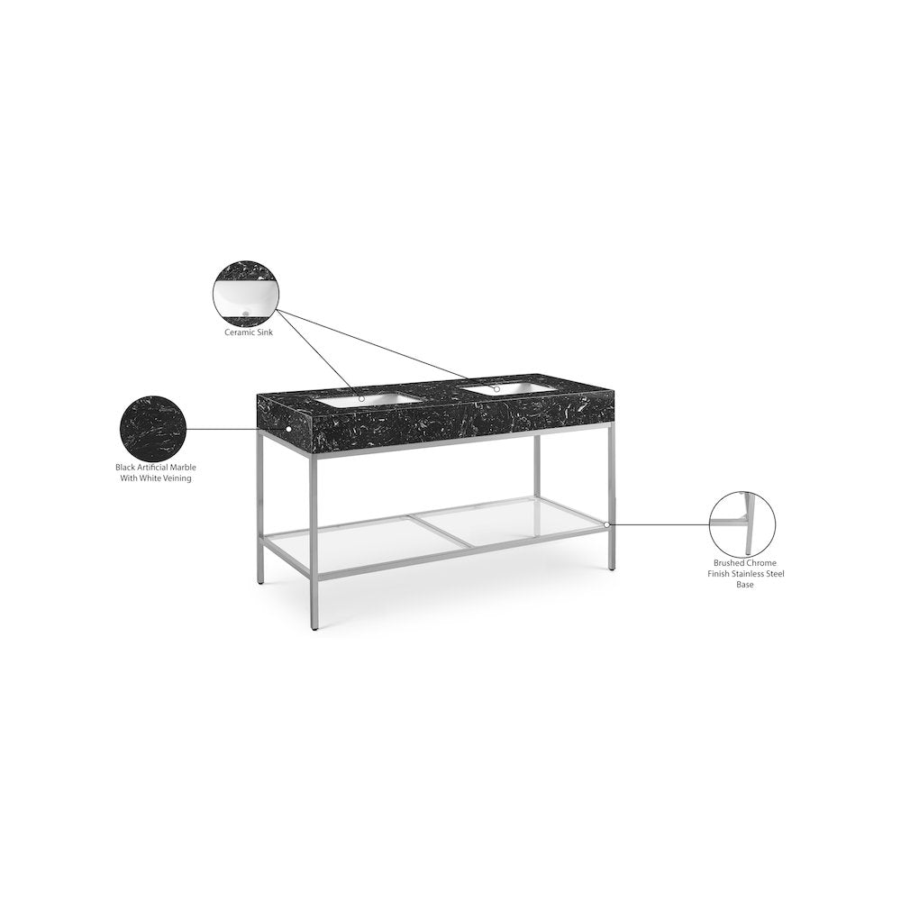 Marmo Black Engineered Marble Bathroom Vanity