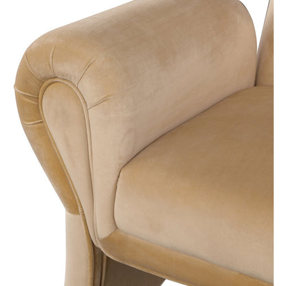 Fleurette Camel Velvet Accent Chair