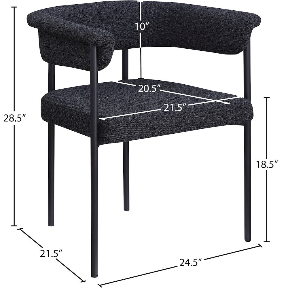 Malin Black Boucle Fabric Dining Chair, Set of 2