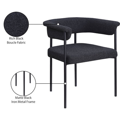Malin Black Boucle Fabric Dining Chair, Set of 2