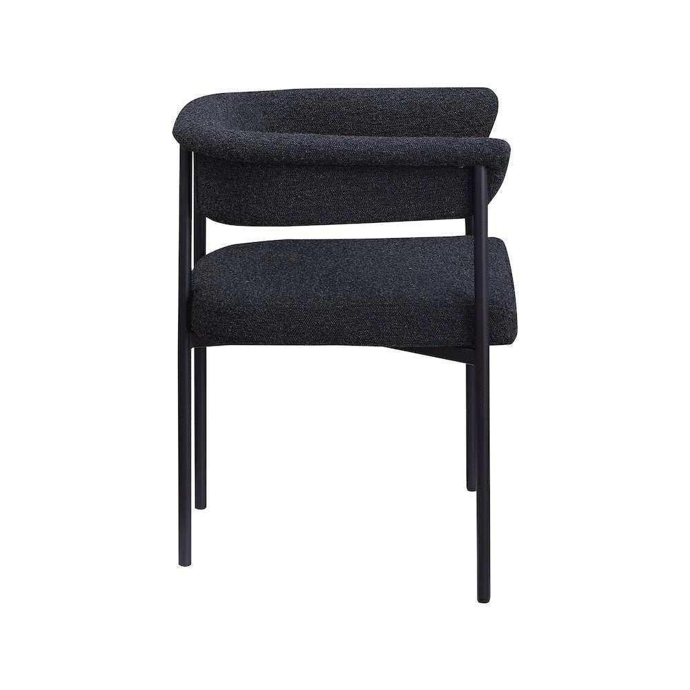 Malin Black Boucle Fabric Dining Chair, Set of 2