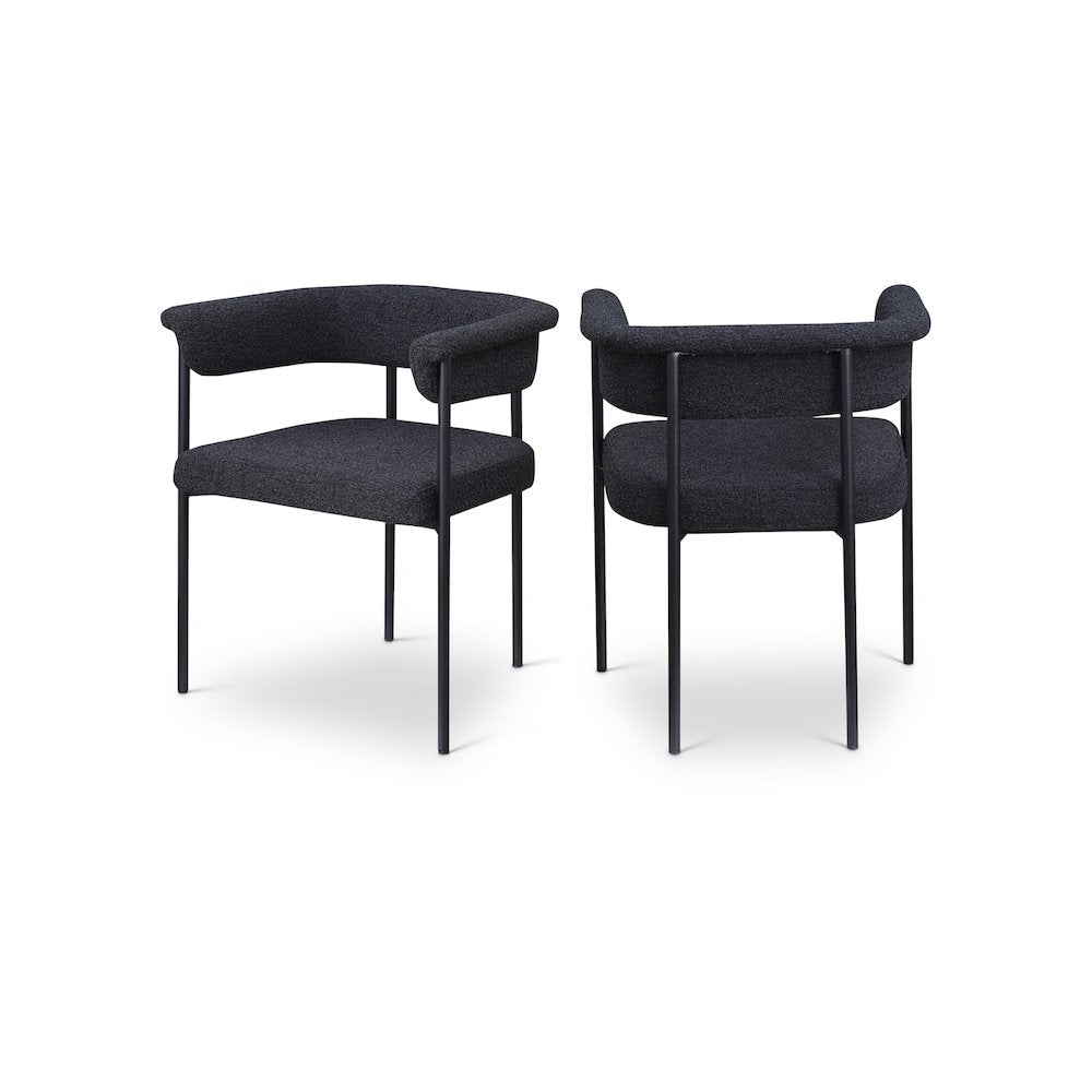 Malin Black Boucle Fabric Dining Chair, Set of 2