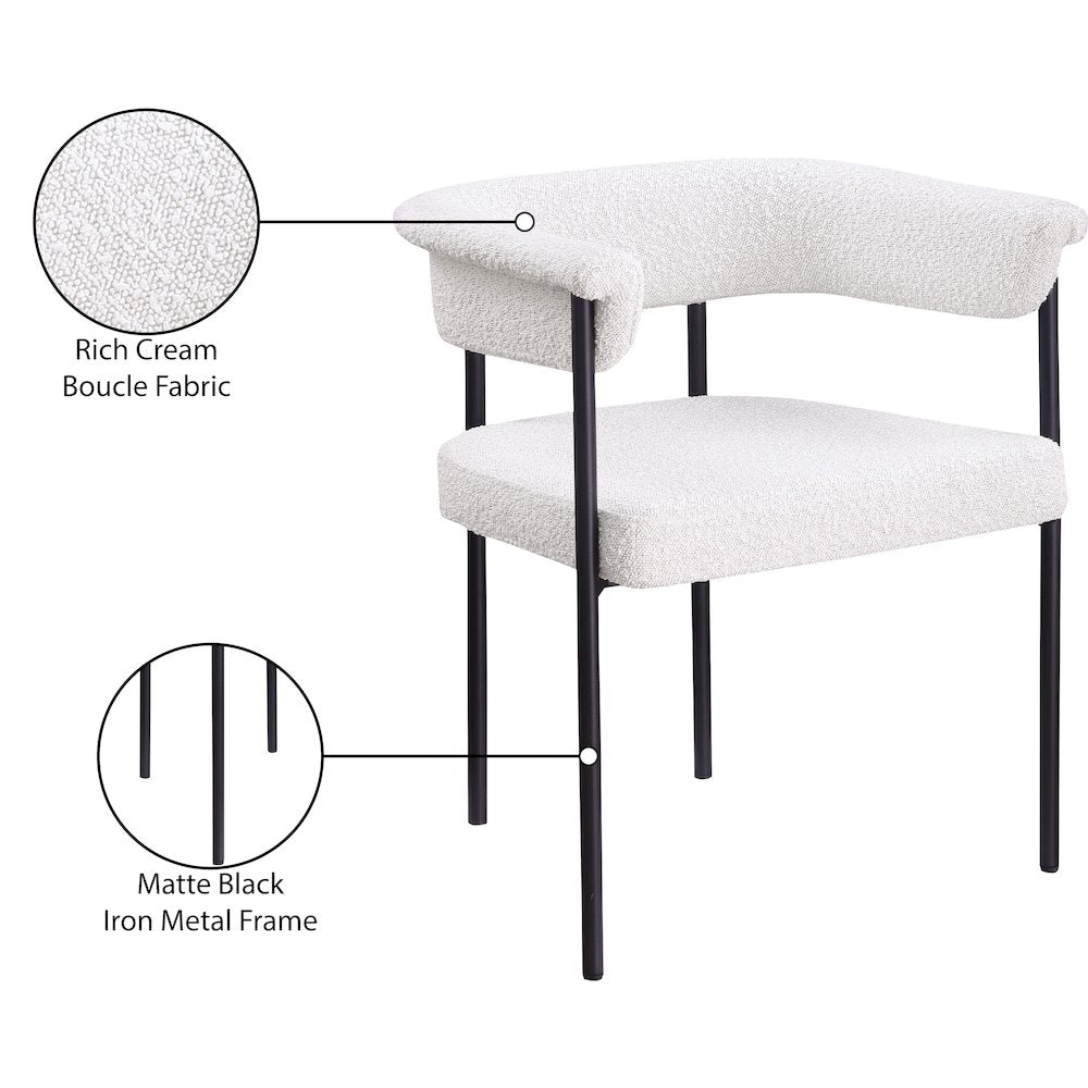 Malin Cream Boucle Fabric Dining Chair, Set of 2