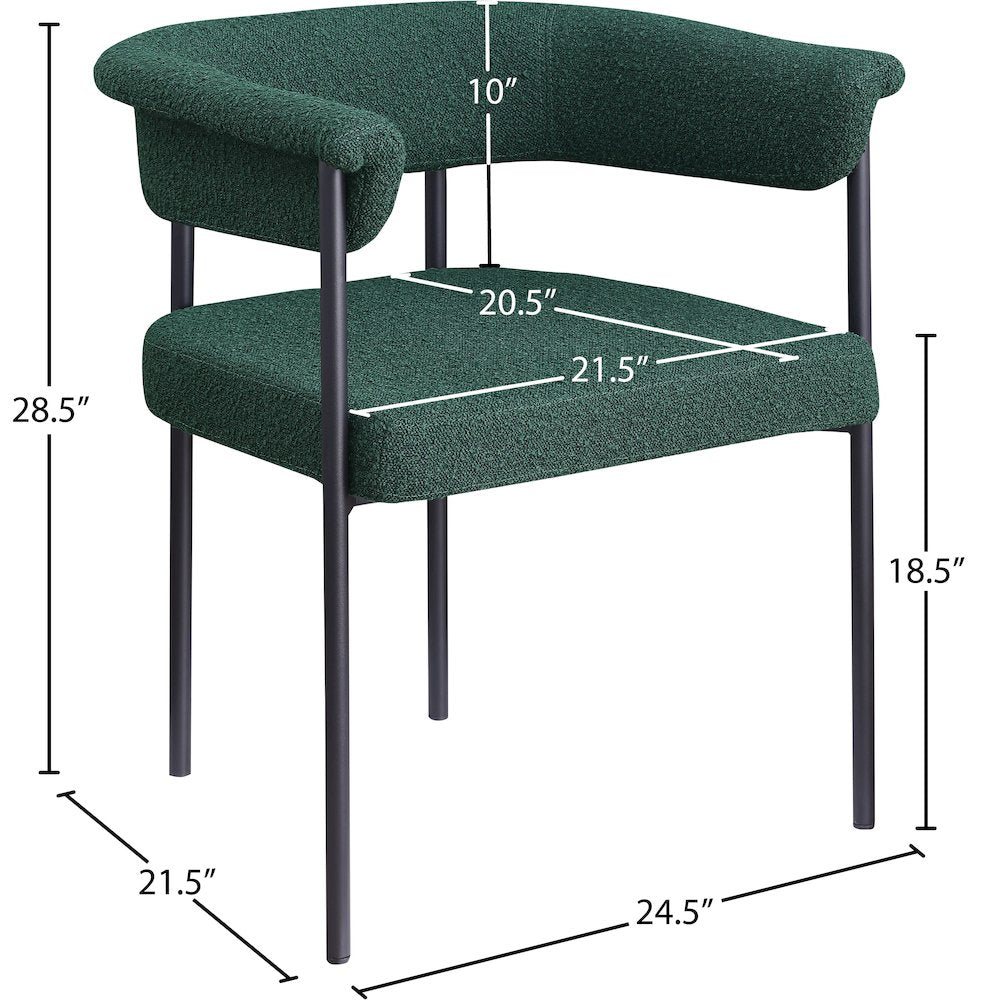 Malin Green Boucle Fabric Dining Chair, Set of 2