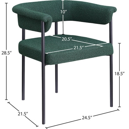 Malin Green Boucle Fabric Dining Chair, Set of 2