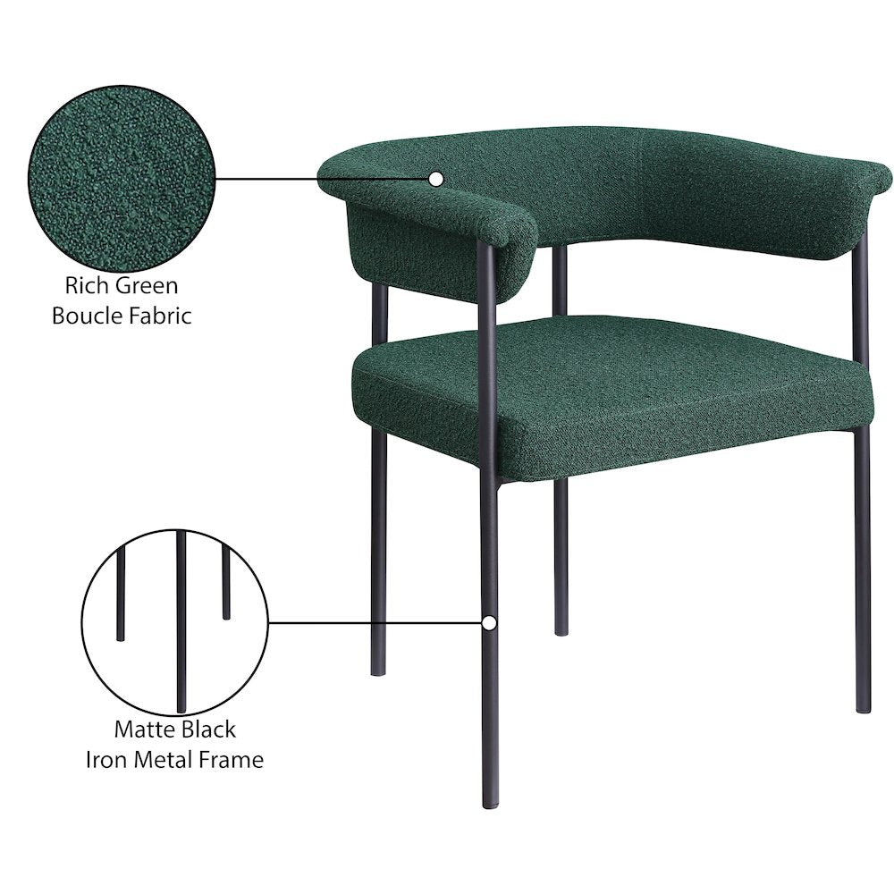 Malin Green Boucle Fabric Dining Chair, Set of 2