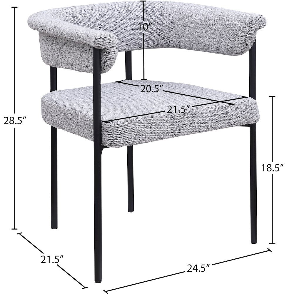 Malin Grey Boucle Fabric Dining Chair, Set of 2
