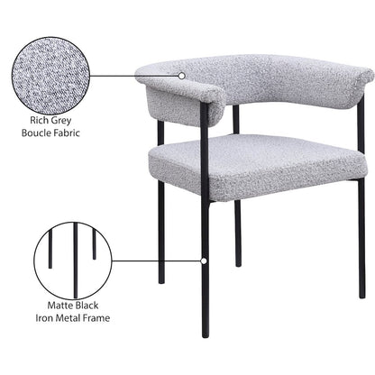 Malin Grey Boucle Fabric Dining Chair, Set of 2
