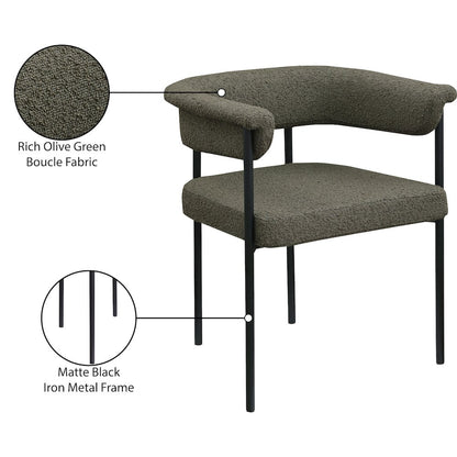 Malin Olive Boucle Fabric Dining Chair, Set of 2