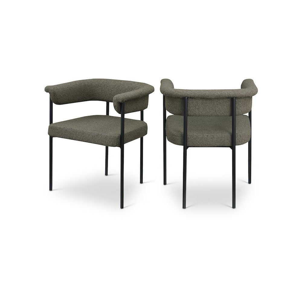 Malin Olive Boucle Fabric Dining Chair, Set of 2