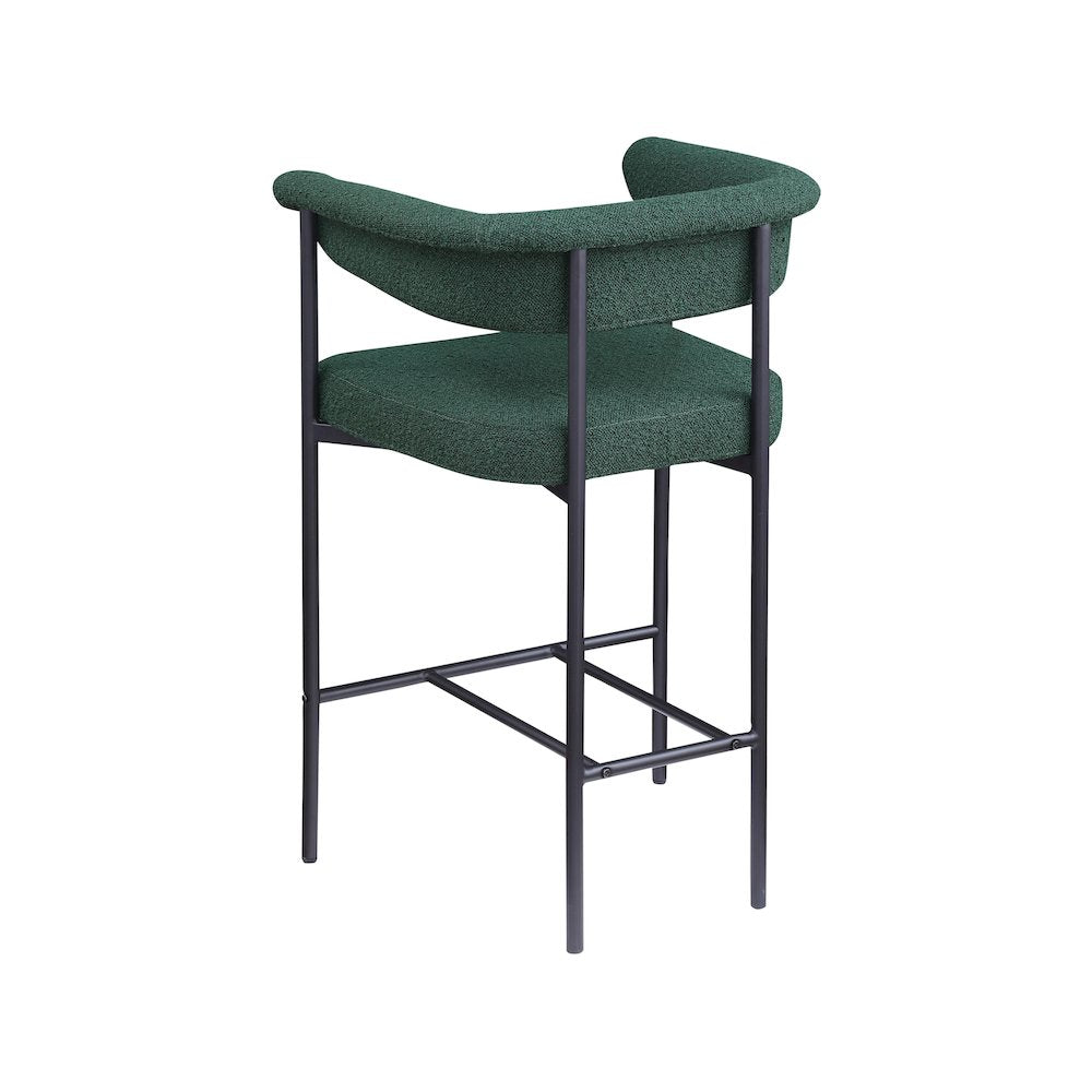 Malin Green Boucle Fabric Counter Stool, Set of 2