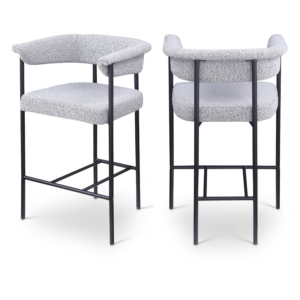 Malin Grey Boucle Fabric Counter Stool, Set of 2