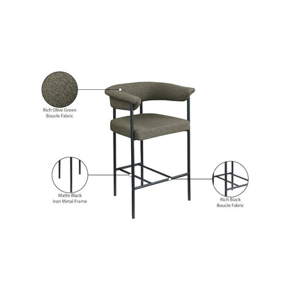 Malin Olive Boucle Fabric Counter Stool, Set of 2