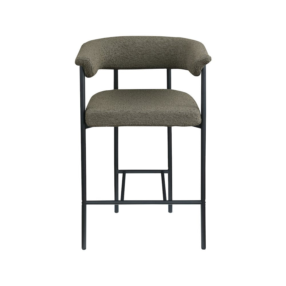 Malin Olive Boucle Fabric Counter Stool, Set of 2