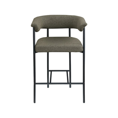 Malin Olive Boucle Fabric Counter Stool, Set of 2