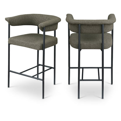 Malin Olive Boucle Fabric Counter Stool, Set of 2