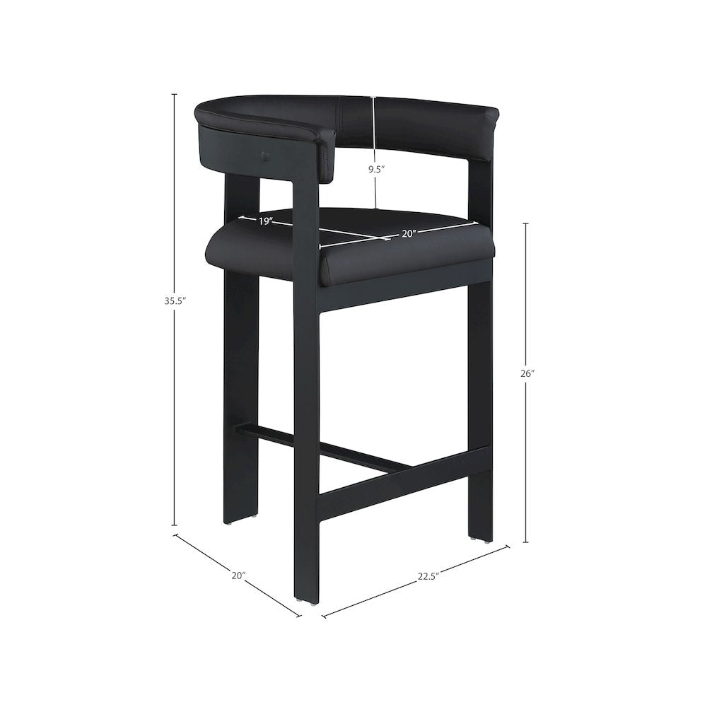 Romeo Black Vegan Leather Counter Stool, Set of 2