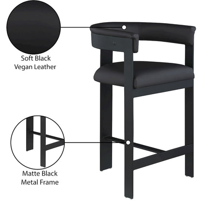 Romeo Black Vegan Leather Counter Stool, Set of 2