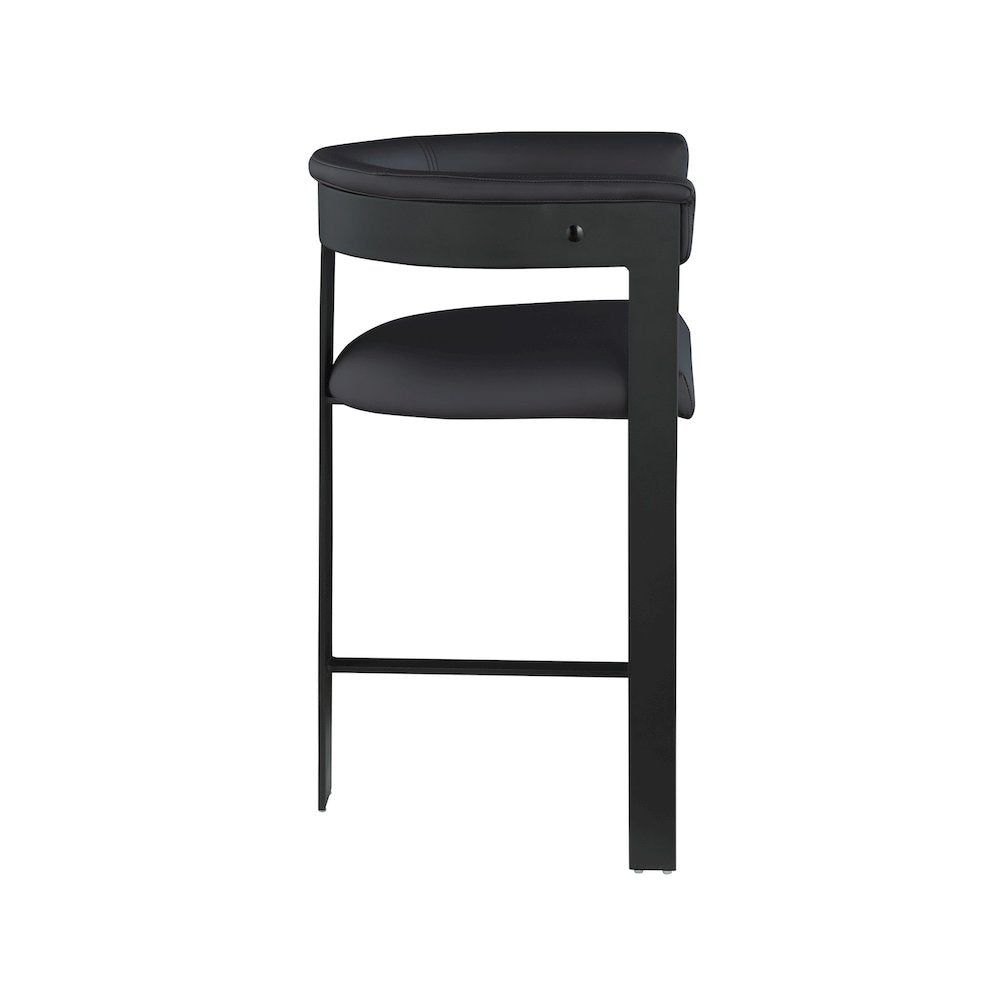 Romeo Black Vegan Leather Counter Stool, Set of 2