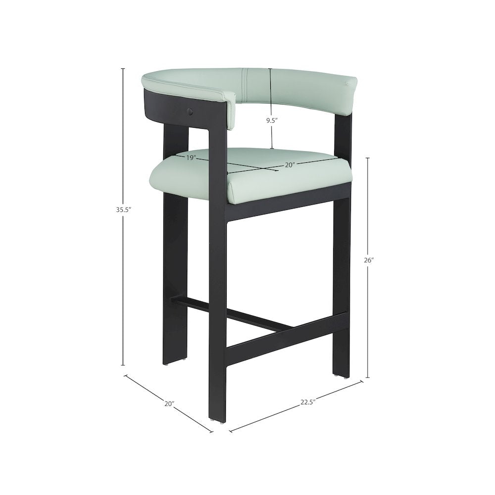 Romeo Mint Green Vegan Leather Counter Stool, Set of 2