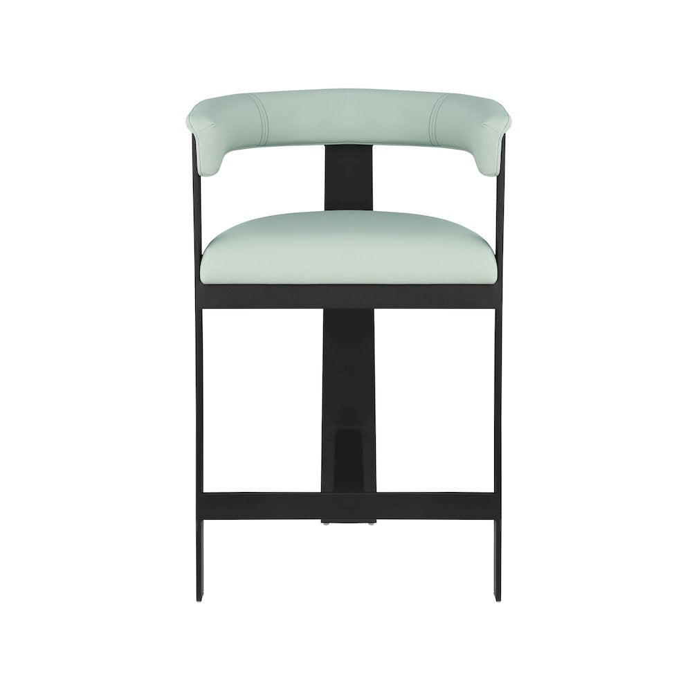 Romeo Mint Green Vegan Leather Counter Stool, Set of 2